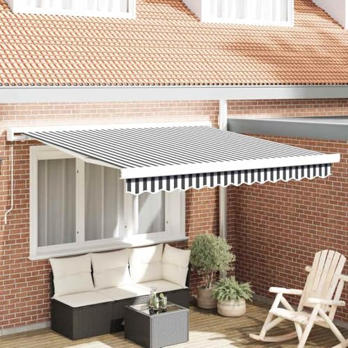 Owoxanthellate Tenda da sole antracite bianca, 3 x 2,5 m, braccio articolato allungabile, terrazze, protezione solare in alluminio, resistente alle intemperie, per balcone, giardino, caffetteria