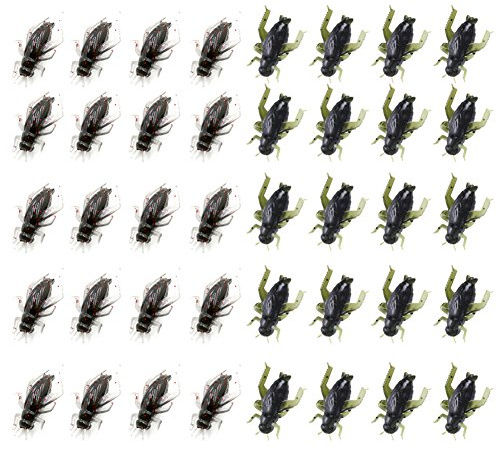 Ownsig 40Pcs Micro Soft Cricket Lures, 1 Inch Fake Bug Fishing Baits