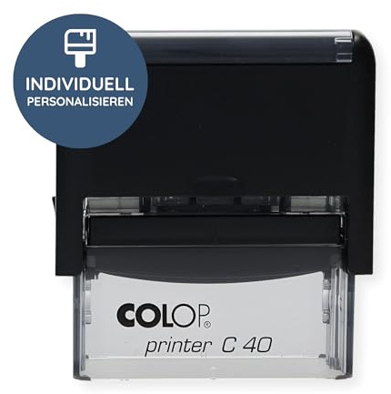stempel-fabrik - Colop Printer C40 Tampon Custom à personnaliser avec le texte souhaité - Timbre auto-encreur à utiliser comme tampon de nom, d'adresse, d'entreprise (59 x 23 mm | 6 lignes | Noir)