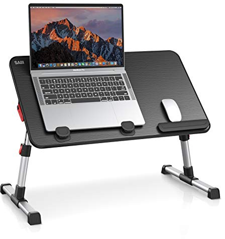 Table de lit, SAIJI Table lit, Hauteur réglable, avec 4 angles réglables, Lapdesk pliable, pour le canapé, l'étude, la lecture et l'écriture, pour les ordinateurs portables jusqu'à 17 (52*30cm noir)