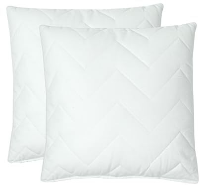 ZOLLNER 2er Set antiallergisches Kopfkissen mit Zick-Zack-Steppung in 40x40 cm - Polyesterfüllung - atmungsaktiver Bezug aus Mischgewebe - waschbar bis 95°C - Hotelqualität