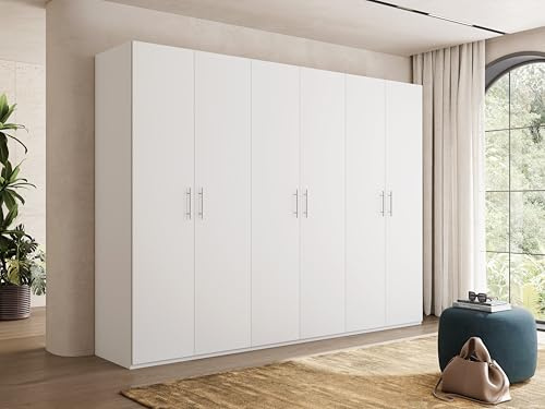 My Brand Germanvox Swift Armadio Guardaroba 6 ante Camera da Letto Bianco Opaco Made in Italy L.270 P.53 H.202 cm