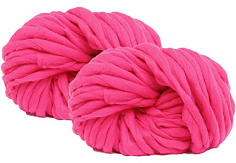 Maxee Sperrige Armstricken Wolle 500g (2 * 250 g), Bulky ArmStricken Wolle Roving, Grobe Isländische Wolle Core Yarn Garn, Grobstrick Weiches Wollgarn Decke Stricken für DIY Sofa Decke- 05 Rosenrot