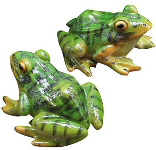 SEWACC 2pcs Resin Frog Figurines, Miniature Frog Statues Mini Cute Sculptures Funny Animal Garden Statues for Patio Yard Micro Landscape Fairy Garden Ornaments