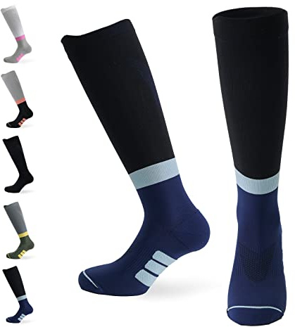 Calze a compressione di alta qualità per uomini e donne – Design premium sostenibile con compressione graduata per sport, corsa, ciclismo, sci, escursionismo, Prodotte nell'UE.