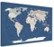 Weltkarte-Pinnwand als Leinwandbild, pinne Deine Reisen und Erinnerungen – World Map Titan - Deutsch - Landkarten-Wandbild in blau, 100 x 70 cm