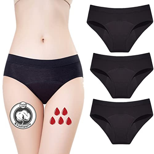 ZVZK perioder underkläder dam menstruation underbyxor Absorption läckageförebyggande Slips Trosor 3-pack
