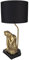 Clayre & Eef Tischlampe Buddha Ø 26x54 cm Goldfarbig Schwarz Kunststoff Schreibtischlampe
