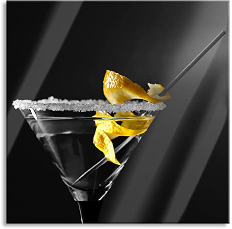 Pixxprint Glasbild, Wandbild auf Echtglas, Cocktail Zuckerrand, 40x40 cm, inkl. Aufhängung und Abstandshalter