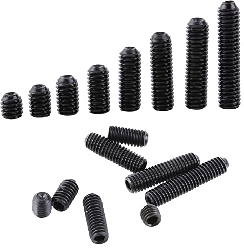 Schwarze Innensechskant-Kopfschraube M3 mit Stahl-Gewindestift - Sortiment 200 Stück incl. Federsicherungsscheiben