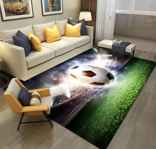 3d, fotbollsmatta barn, pojke, fotboll, gåva, pojkar, fotboll, dekoration, matta, ungdomsrum, barnrum, tvättbar, vardagsrum, kort lugg, matta, fotbollsfans, färg, halkfri undersida (grå, 120 x 180 cm)