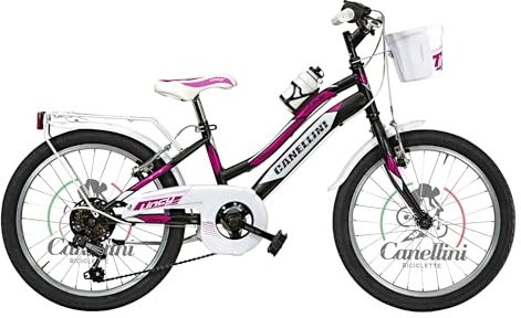 BICICLETTE CANELLINI Mädchenfahrrad MTB 20 Lincy 6 V Aluminium - Räder 20 Zoll (schwarz/pink)
