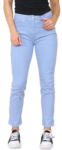 M and CO Womens Mom Jeans Tapered Leg Straight Ladies High Stretch Denim Pants Sky Blue Waist Size 14