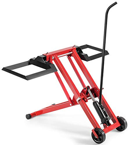 RELAX4LIFE Sollevatore per Trattorini, Altezza e Larghezza Regolabili Tagliaerba Rasaerba con 2 Ruote per Manutenzione/Pulizia