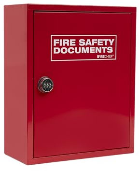 Firechief Red Metal Document Cabinet with Combination Lock for A4 and A5 Documents - Fire Safety Document Holder - Perfect for Offices, Public Buildings, and Commercial Premises - FMDCC-RED Model