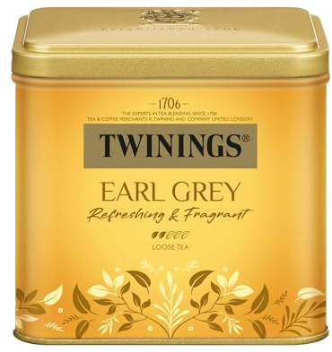 Twinings EARL GREY Schwarzer Tee lose in der Tee-Dose verfeinert mit Bergamotte-Aroma - weltbekannt & ausgesprochen erfrischender Schwarztee aus China (500g)