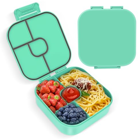 Lunchbox Kinder Bento Box, Brotdose mit Fächern, Robust und Auslaufsicher Brotzeitbox für Kinder Erwachsene, Praktische Jausenbox für Kindergarten