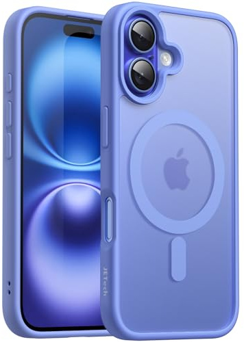 JETech Magnetisch Hülle für iPhone 16 6,1 Zoll Kompatibel mit MagSafe, Transluzente Matt Rückseite Dünn Stoßfest Handyhülle (Ultramarin)