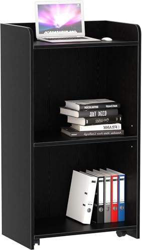 Huhote Stehpult mit Schublade Mobiles Rednerpult mit Holz-Podium,Lectern mit Aufbewahrungsregal,Schwarz Schwarz