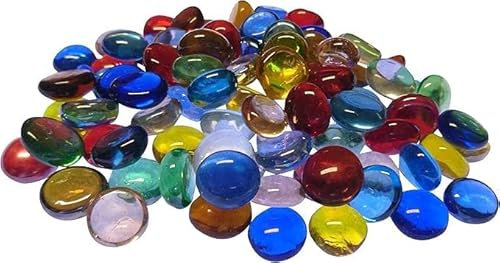 ZIMASI Glasnuggets Buntmix 900 g – Muggelsteine halbrund aus Glas zum Basteln und Dekorieren – Glasperlen und Dekosteine für Kinder & Erwachsene – Bunte Glassteine [ca. 280 Stück, 13–15 mm]