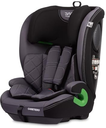 CARETERO - i-Size Autositz 76-150 cm - Babyautositz, Vorne Sitzerhöhungssitz für Kleinkinder, Kinder, Jungen und Mädchen - 5-Punkt-Gurt, verstellbare Kopfstütze - R129 - Vivo Graphit