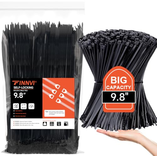Small Black Cable Twist Zip Ties Heavy Duty 10 inch for Outdoor Indoor Use, Thin Plastic Wire Zip Ties Strap for Chain Link Fence, Durable Zipties for Machinery, Vehicles, Farms (2000)