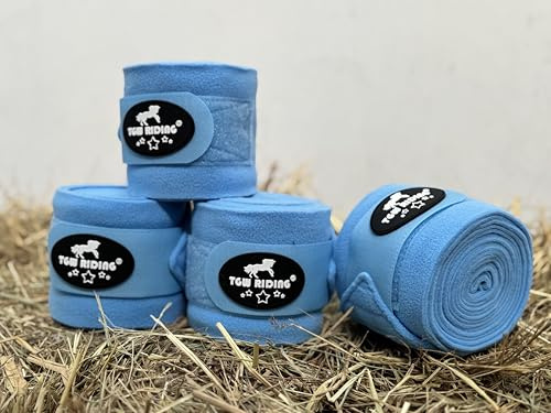 TGW RIDING Horse Polo Leg Wraps, Horse Leg Wraps, Horse Fleece Bandages,4-Pack (Light Blue)