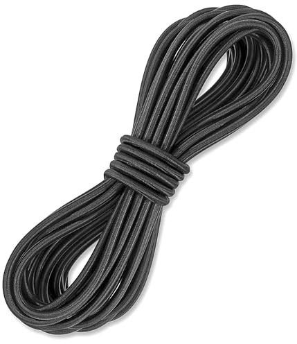 Yesaler Corda Filo Elastico Corda di Rotonda Alta Elasticità Cordini Ricambio 10mx5mm Cordino Elastico Lattice per Sdraio Pesca Vela Sedia Sdraio Nero