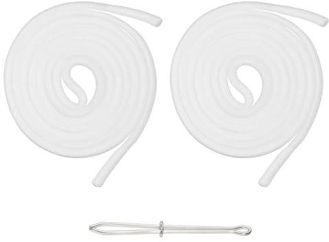 sourcing map 2pcs 53inch Drawstring Cords Replacement Drawstring Hoodie String Sewing Tool with Easy Threader for Hoodie Sweatpants Jackets Pants Hats Coats Bags, White