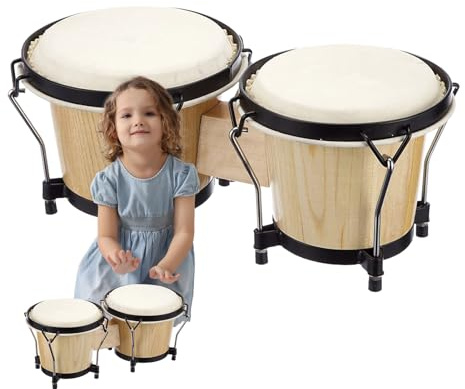 Bongo Drum, Bongo Drum Für Kinder, Professionelle Holzhandtrommelse, Professionelle Slagring, Musikinstrument, 6 Zoll Und 7 Zoll Bongos för barn