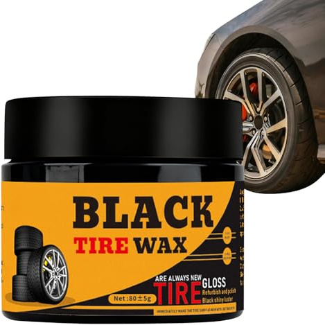 pour Pneus - 80g Soin des Pneus Auto, Pâte de Revêtement Longue Durée | Pâte Noire pour Rénovation des Pneu, Pneu Moto & Auto, Brillance Longue Durée, Protège le Caoutchouc, Nourrissante & Réno