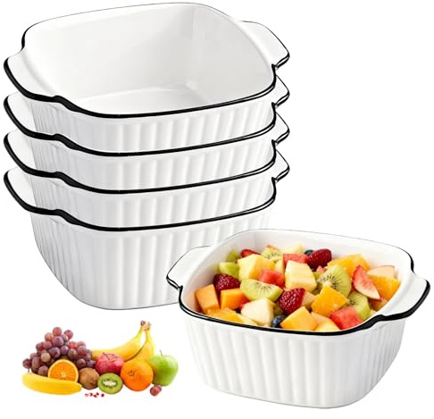 Set di 4 piccole pirofile, in ceramica, 14,5 x 11,5 x 5,5 cm, quadrati, piccoli stampi in ceramica, per lasagne, gratin, pasta, dessert, più, bianco