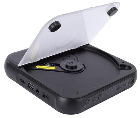 GEERYZHE Reproductor de CD Portátil con Bluetooth 5.3 y Parlantes Estéreo Duales, Batería Recargable para Uso Doméstico y en el Automóvil, Incluye Auriculares, Admite Entrada CD/AUX/USB Reproducción