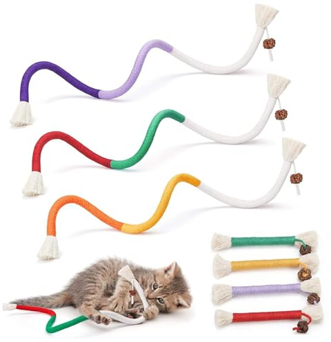 NiceNaiils 7 Pcs giochi gatto, giochi per gatti, Giochi per Gatti, Corda da Mordere, Giocattolo da Masticare, Interattivi Giochi Gatto, per La Cura Dentale, Pulire La Bocca