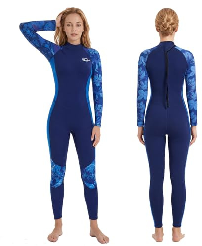 Yikayin Traje de Neopreno para Mujer, 3/2mm MUTA de Longitud Completa con Cremallera en la Espalda, Traje de Buceo de Neopreno para Mujeres para Buceo, Surf, Snorkel, Kayak, Sup
