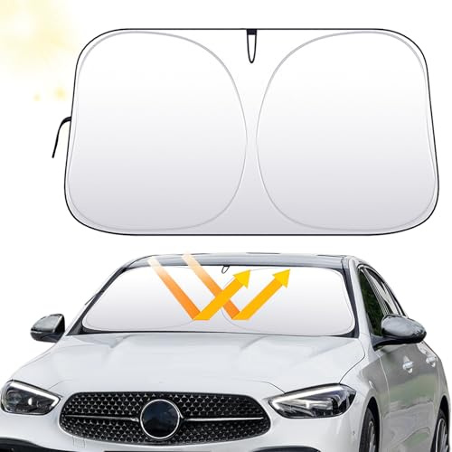 Sonnenschutz Auto Frontscheibe, Auto Sonnenschutz Frontscheibe Innen, Faltbar Frontscheibenabdeckung, UV Hitzeschutz Windschutzscheibe für Die Meisten Autos-145x80cm