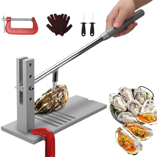 Oyster Shucker Machine, herramienta manual de altura ajustable con cuchillos, guante, clip G, juego de 4 multiherramientas ajustables, abridor de acero inoxidable sin instalación, para restaurante y