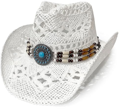 Wildarms Sombrero Cowboy Vaquero de Paja para Hombre, Diseño Tejido Transpirable, Estilo Western, Ideal para Verano, Rodeo, Fiestas, Festival y Disfraces
