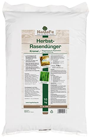 10kg (1 x 10kg) HaGaFe Herbstrasendünger, Herbst - Rasendünger, Dünger, Kaliumdünger für Frosthärte und Standfestigkeit, gut streuwagenfähig, gegen Krankheiten und Schädlinge