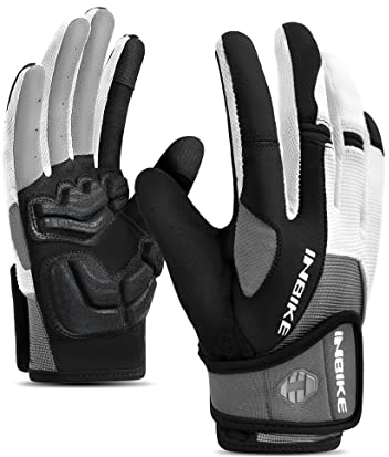 INBIKE Fahrradhandschuhe Herren Lang MTB Handschuhe mit gepolstert Gel Handschuhe Vollfinger Radhandschuhe Atmungsaktiv Elastische für Radfahren Outdoor-Aktivitäten Grau, XXL