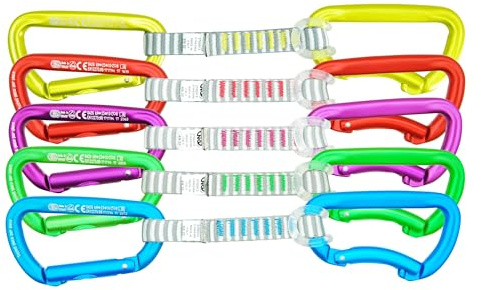 Kong Trapper Anniversary, Set 5 Rinvii da Arrampicata in Alluminio, Moschettoni Keylock, Multicolore, 115g, per Falesia e Palestra, Made in Italy, EN 12275