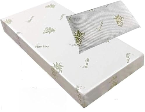 DOLCI SOGNI Matelas Bebe 64x124 cm pour Lit Bebe avec Oreiller, Épaisseur 16 cm, Oeko-TEX® Matelas pour Lit Parapluie 65x125 - Doublure à l'Aloe Vera, Amovible et Lavable, Anti Acarien