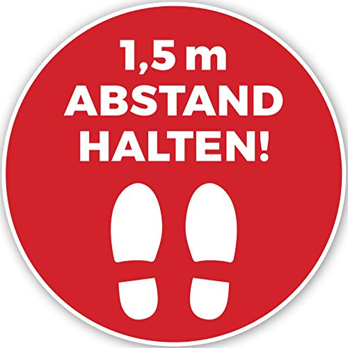 Fußbodenaufkleber 1,5 m Abstand halten | 30 cm Aufkleber rund | Bodenaufkleber