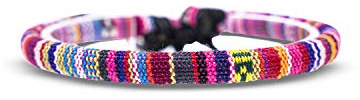 Made by Nami Boho Surfer-Armband Damen & Herren - Handmade Strand Festival Accessoires - Ethno Hippie Style Schmuck - 100% Wasserfest & Verstellbar - Freundschaftsarmbänder Bunt Mädchen R (Pink)