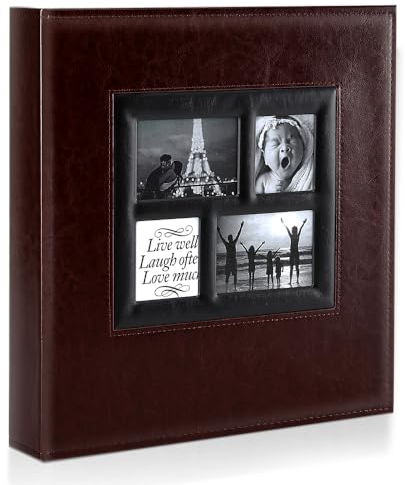 Ywlake Album Photo 1000 Pochettes 10x15cm Photos Grand Format Famille Mariage Classique Couverture en Cuir (100 Feuilles, 200 pages, Brun)