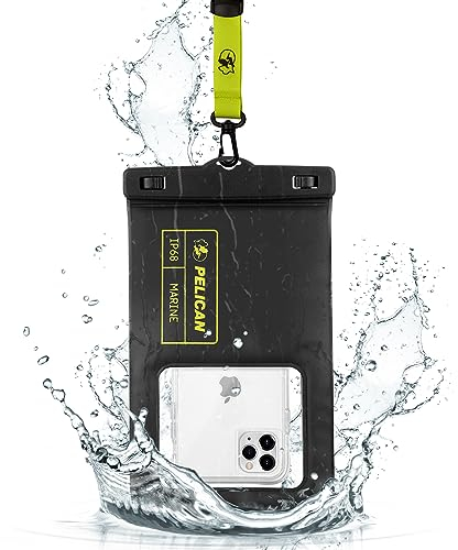 Pelican Marine – IP68 wasserdichte Handyhülle (XL-Größe) – schwimmende wasserdichte Handyhülle – iPhone 15 Pro Max/ 14 Pro Max/ 13 Pro Max/ 12/ S23 Ultra/Pixel 8 – abnehmbares Umhängeband –