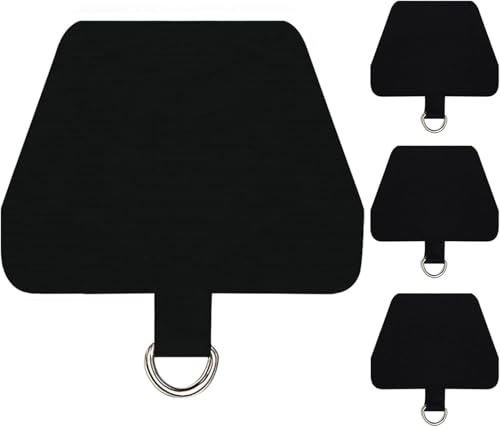 COCASES 4 Pack Phone Tether Tab, Phone Strap Replacement Part for Cell Phone, Safety Lanyard Patch (Black x4)