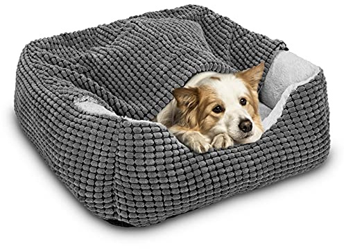 GASUR Dog Beds for Large Medium Small Dogs, Rectangle Cave Hooded Blanket Puppy Bed, Luxury Anti-Anxiety Orthopedic Cat Beds for Indoor Cats, Warmth and Machine Washable (30 inches, Grey)