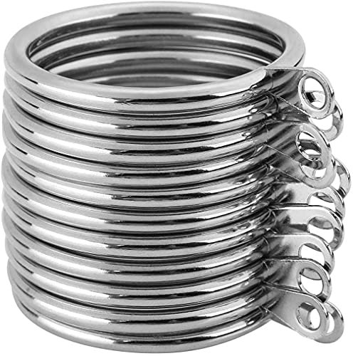 Heavy Duty Metal Curtain Rings for Rod, Pole, Voile Net curtain Window Shower Drapery with Eyelets for Drape Hooks with inner diameter of 40MM -Durable Rustproof Curtain Rings 24 pcs (Silver)