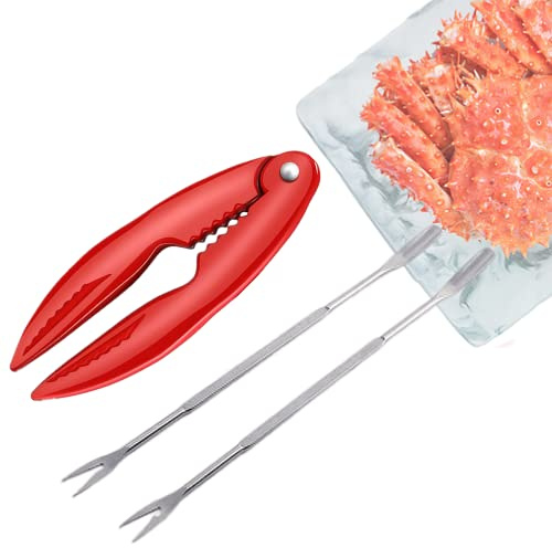 Lot de 3 crackers rouges pour crabe et crabe et homard (1 pince à crabe + 2 fourchettes à homard)